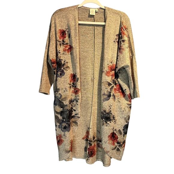Boho Cottage Floral Open Cardigan Sweater Small Live In The Moment Lightweight - Picture 1 of 6